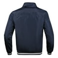 thumbnail image 2 of SWSMCLT Men's Flight Bomber Jacket Striped Cuffs Varsity Jacket Windbreaker Warm Fall Top Fashion Hoodless Casual Jackets & Coats Long Sleeve Navy 46, 2 of 2