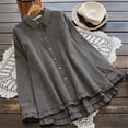 thumbnail image 2 of DDAPJ pyju Women Casual Shacket Long Sleeve Button Down Plaid Shirts Dressy Ruffled Blouse Tops Limited Time Sales Black XXXL, 2 of 7
