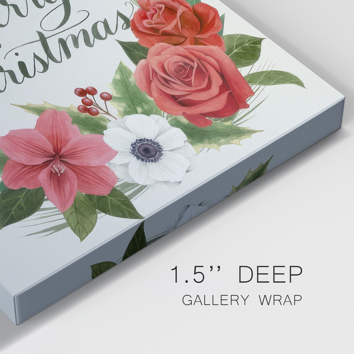 Christmas Flora Wreath I- Gallery Wrapped Canvas