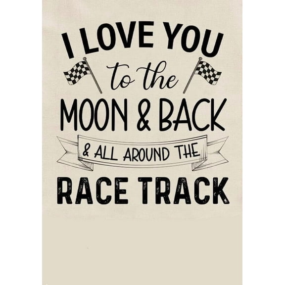 Racing Wall Art Race Car Room Wall Decor I Love You to the Moon and Back Racing Checkered Poster for Toddler Boys Room Playroom poster