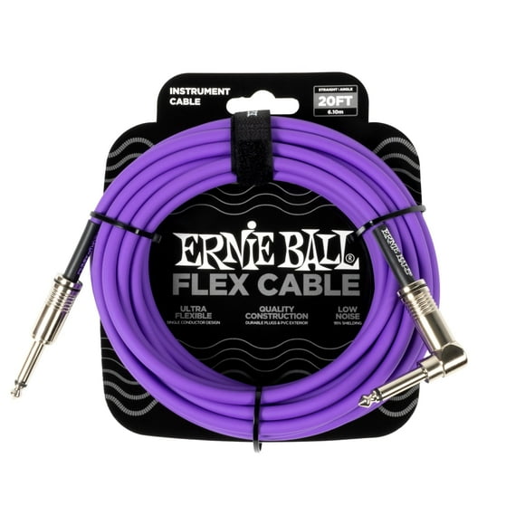 Cable de instrumentos Ernie Ball Flex, recto y angular, 6 m, color morado