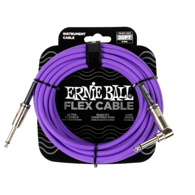 Cable de instrumentos Ernie Ball Flex, recto y angular, 6 m, color morado