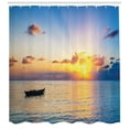 thumbnail image 3 of Ambesonne Ocean Shower Curtain, Rising Sun Sea Maldives, 69"Wx84"L, Blue Coral Yellow, 3 of 3