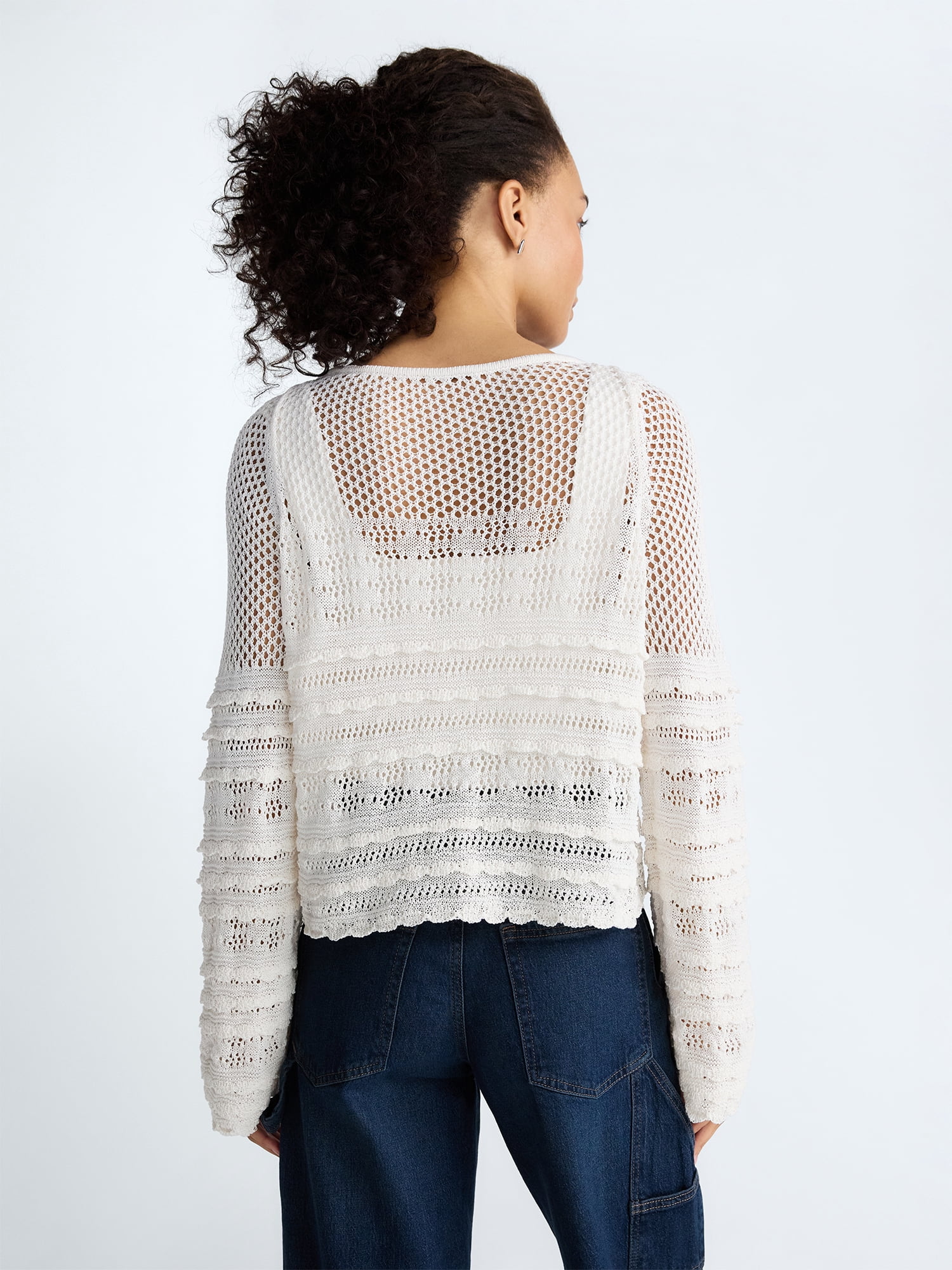 Scoop Women's and Women's Plus Stitch Mix Button Front Cardigan, Sizes XS-4X