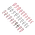 thumbnail image 4 of Juego de 30 uñas postizas largas para mujeres y niñas, únicas, brillantes, delicadas, con diamantes de imitación, para fiestas de citas, 10, 4 of 8