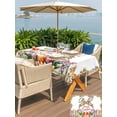 thumbnail image 4 of Happy Eatser Outdoor Tablecloth - 54x80 Inch Rectangle Dining Table Cover, Colorful Bunny Eggs Rustic Flowers Botanical Waterproof Outdoor Table Cloth with Umbrella Hole & Zipper for Picnic/Patio, 4 of 7