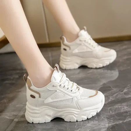 

Women‘s Casual Sneakers Thick Soled Lace-up Running Shoes Inner Height Increasing Shoes