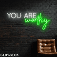 thumbnail image 2 of Glowneon You Are Worthy Neon Sign, Motivational Quote Led Wall Decor, 2 of 5