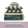 thumbnail image 4 of Virtu Full Comforter Set, Striped Full Size Comforter Set, 7-Pc All Season Bedding Comforter Set, Green, 4 of 8