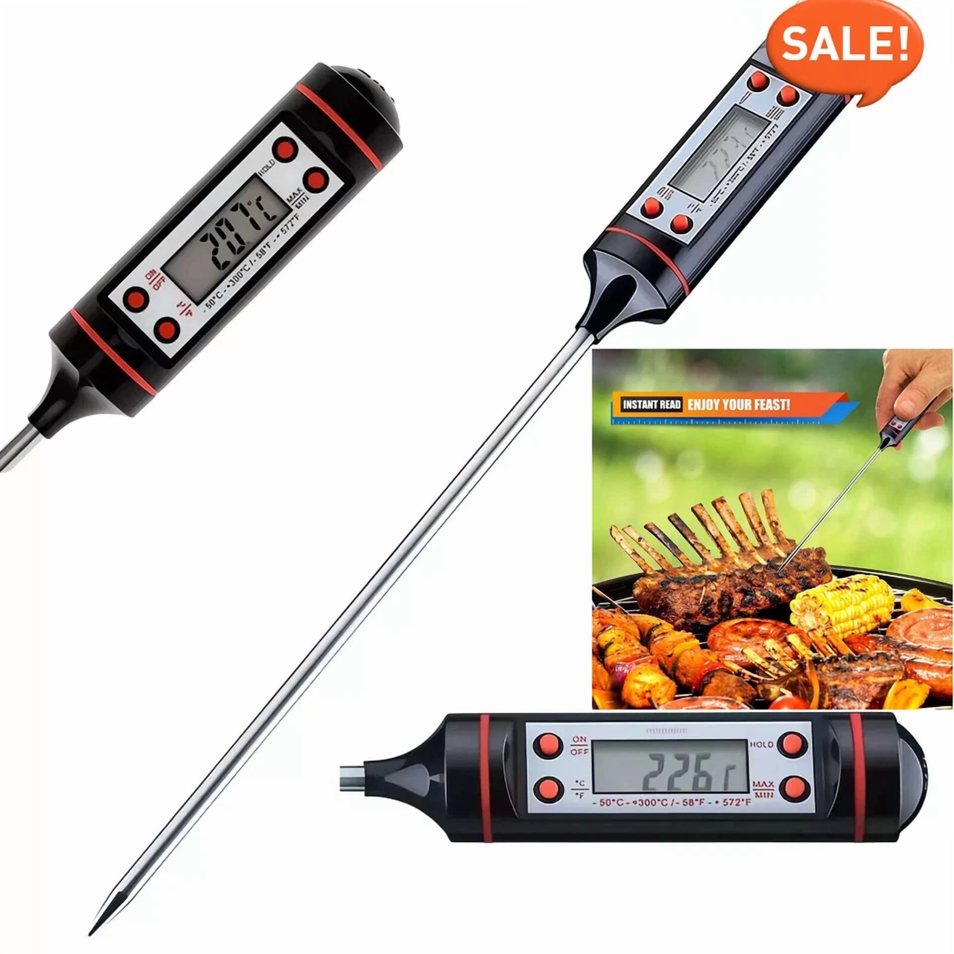 2Packs Instant Read Digital Meat Thermometer Bbq Grill Smoker For Food Cooking