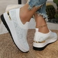 thumbnail image 5 of Bling Sneakers,Wedge Sneakers,Women's Fashion Glitter Rhinestone Decor Platform Wedge Sneakers, Breathable Mesh Sparkly Glitter Tennis Shoes for Women, Casual Slip-On Walking Shoes,White,9, 5 of 7