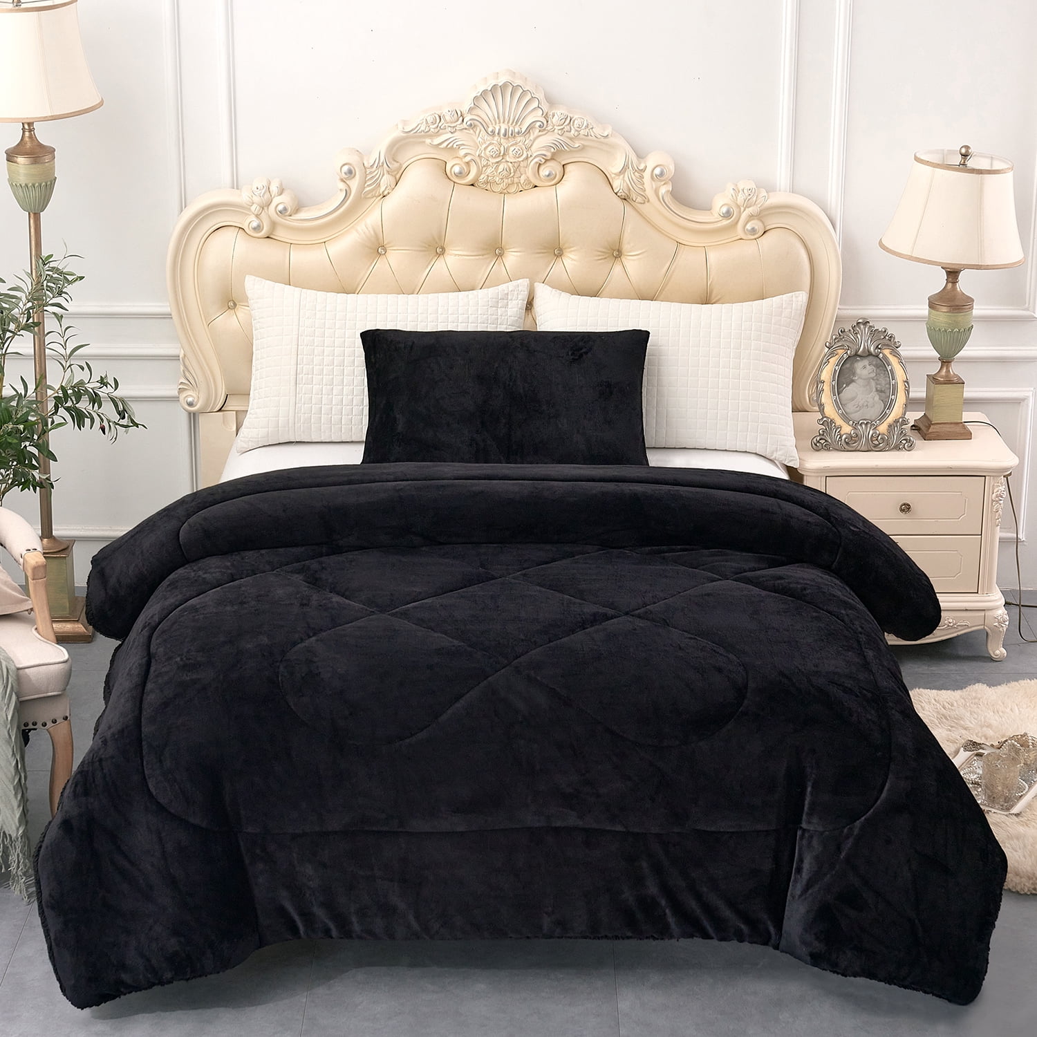 2 Piece Sherpa Fleece Bed Blanket Twin,Thick Warm Baby Borrego Blanket with Pillow Case