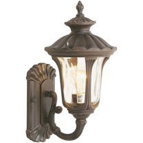 7.25 inch 1 Light Imperial Bronze Outdoor Wall Lantern Pendant Lighting Fixture with Amber Water Glass Shade backed with Cast Aluminum material for patio, front porch, entryway and more
