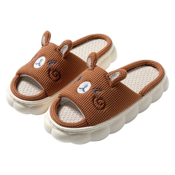 Gaexia Women's Slippers Couples Cute Cartoon Rabbit Bear Linen Home Comfortable Lightweight Soft Indoor Outdoor Casual Slides