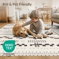 thumbnail image 4 of ODIKA 9'x12' Grey Beige Geometric Stripe Design Washable Area Rug Contemporary Pattern with Squares Non-Slip, Chair-Friendly for Dining Room, Basement, Large Office, 4 of 7