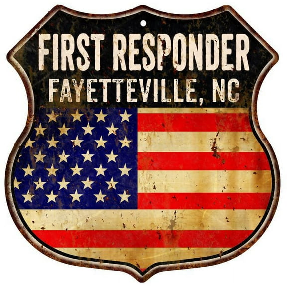 FAYETTEVILLE, NC First Responder USA 12x12 Metal Sign Fire Police 211110022101
