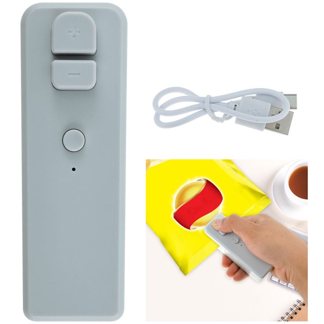 Grusce Coupe-Sac Multifonctionnel et Scelleuse USB Rechargeable Machine de Scellage à Main Portable Mini Scelleuse pour Sacs Plastiques Sacs à Collations Batterie