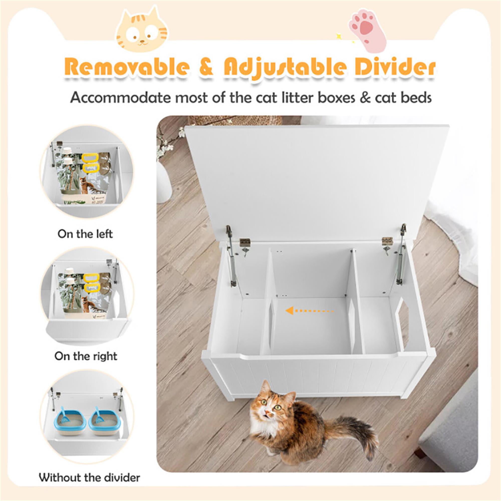 Kadyn 31" Cat Litter Box Enclosure, Dog-Proof Cat House with Cover for Large Cats, Hidden Cat Litter Box Furniture, White