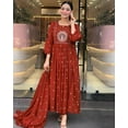 thumbnail image 6 of KLOSIA Women Embroidery Solid Anarkali Kurta and Pant Set with Dupatta - Indian Ethnic Traditional Wear Anarkali Kurta Set, 6 of 7