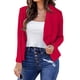 thumbnail image 1 of Blazer de mujer de moda de verano de color sólido ajustado de manga larga de doble botonadura traje chaqueta pequeña abrigo de mujer, 1 of 5