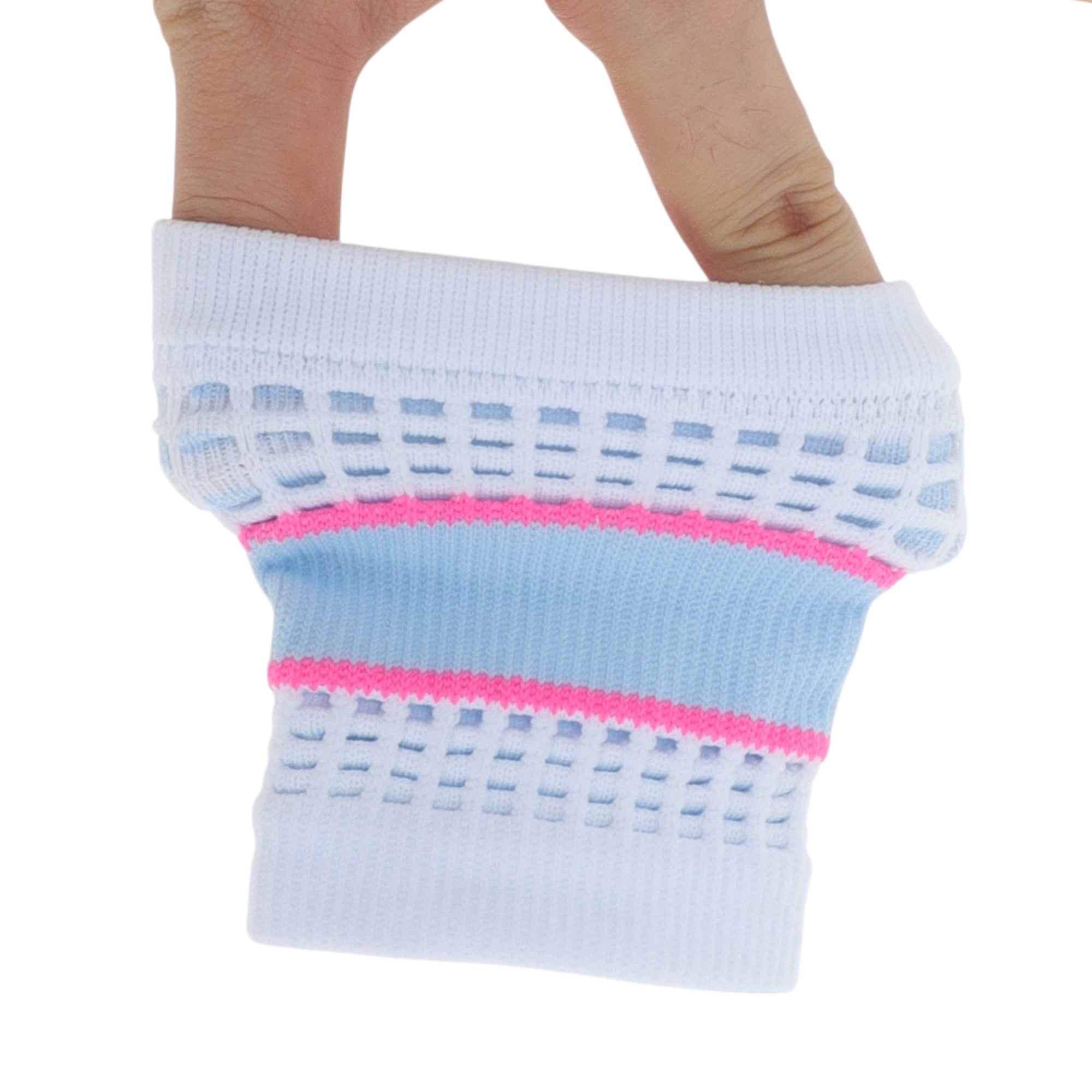 Unique Bargains Durable Perspiration Wicking Wrist Sweatbands 1 Pc White Light Blue
