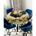 thumbnail image 5 of nqOlkjepod Retro Rooster Round Tablecloth, Fitted Table Cover with Elastic for 45"-54" Round Tables, Sunflower Watercolor Animals Table Cloth Outdoor Indoor Dinning Party Waterproof Tablecloths, 5 of 6
