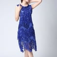 thumbnail image 7 of 1920s Flapper Dresses for Women Fringe Glitter Cocktail Sparkly Short Sundress Ballroom Dance Costume Party Dress Blue L, 7 of 7