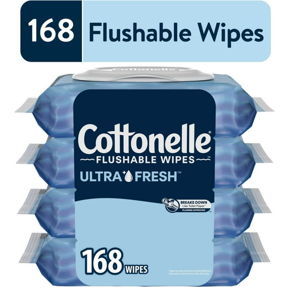 Cottonelle Ultra Fresh Flushable Wet Wipes, 4 Flip-Top Packs
