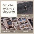 thumbnail image 4 of Caja de Relojes, Estuche de Madera para Relojes, 12 compartimentos, Tapa de Cristal, Almohadillas, Negro, 4 of 6