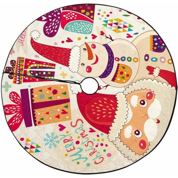 FMSHPON Merry ChristmasSanta Claus Xmas Christmas Tree Skirt Stand Mat for Holiday Party Decoration Indoor Outdoor 48 inches