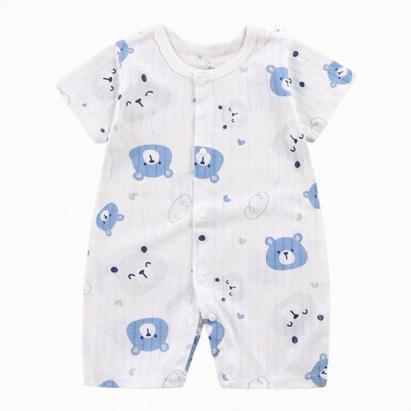 Gerichy Romper, Baby Boy Girl Solid Breathable Cotton Jumpsuit Summer Clothes 0 3 6 12 18 24 Months Boys Girls Round Neck Short Sleeve Rompers