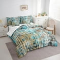 thumbnail image 3 of Homewish Blue Watercolor Art Bedding Comforter Set 7pcs, Chic Graffiti Abstract King Bedding Sets, Modern Fashion Style Reversible Bed Sheets, Ultra Soft Bedroom Decor, 3 of 7