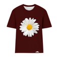 thumbnail image 4 of SDNall Blouses à Col Rond pour Femmes T-Shirts à Manches Courtes Imprimé Fleur de Marguerite, 4 of 9