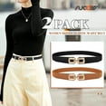 thumbnail image 2 of SUOSDEY Skinny Elastic Belts for Women Thin Stretch Belt Dress Belt 2 Pack,Black+Brown, 2 of 7