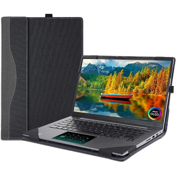 Laptop Case Cover for 14'' Asus Zenbook 14 OLED & 14X OLED & 14 Flip OLED Notebook Sleeve[Please Check The Model],PU Leathe Bag Protective Shell with Pen Holder and Heat Dissipation Hole