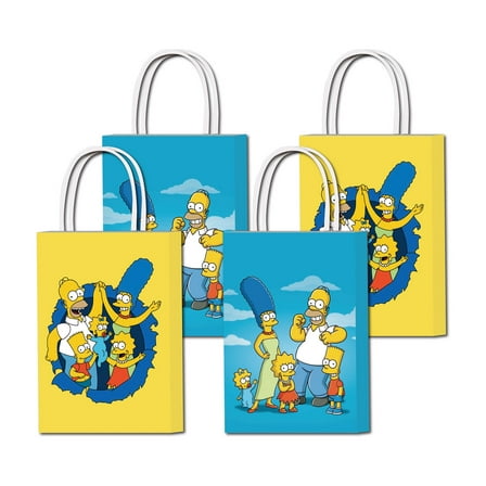 16 Pcs For Simpsons-Themed Candy Gift Bags – Party Favor Bags with Handles for Birthday Decorations and Celebrations