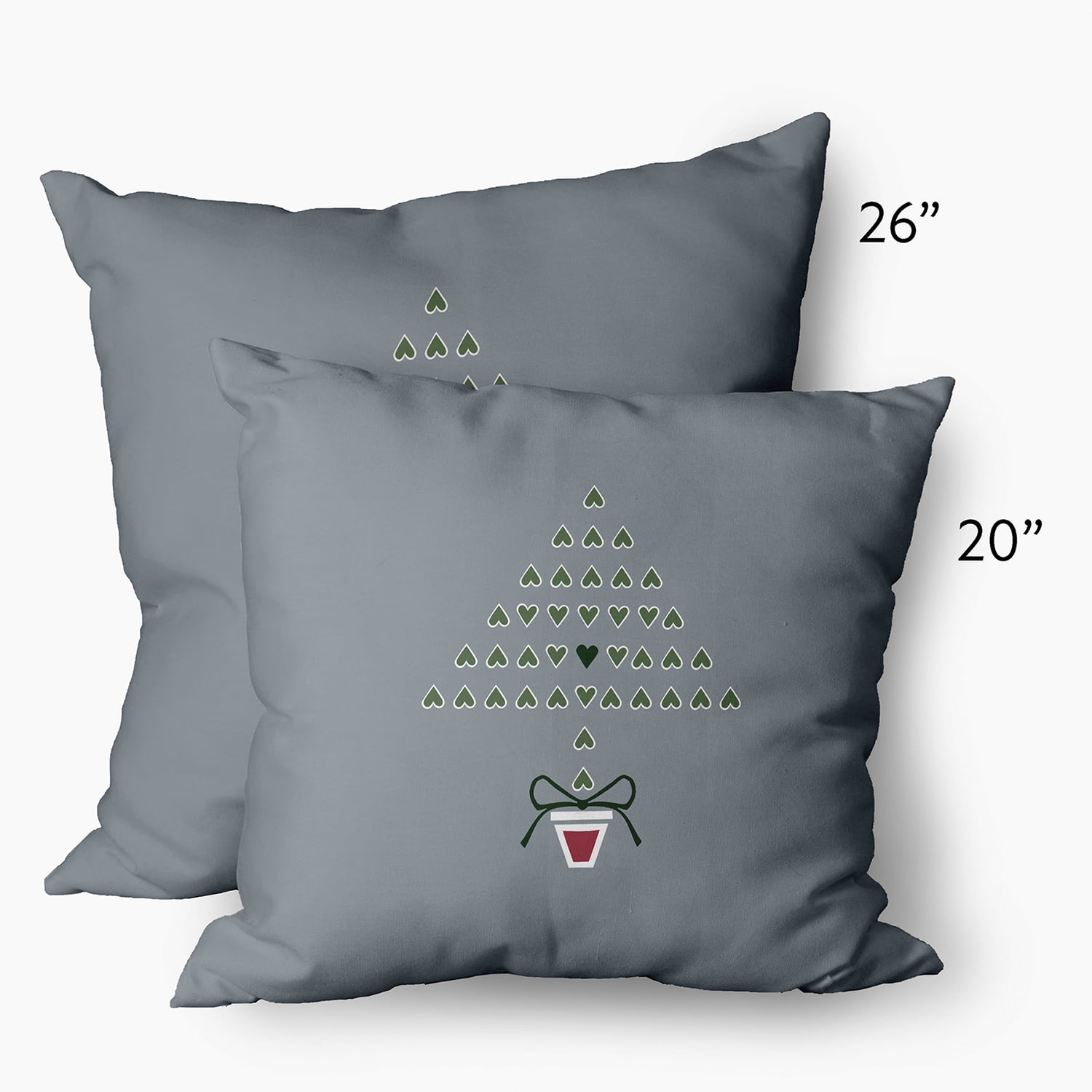 20" x 20" Simply Daisy Hearty Holidays Polyester Indoor/Outdoor Pillow, Mid Grey (1 Count)