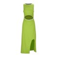 thumbnail image 2 of Women's Casual Tennis Dress for Everyday Wear Mid Length Sleeveless Ribbed Crew Neck Vest Split With Cut Out Detailing Green S, 2 of 8