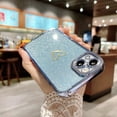 thumbnail image 2 of Compatible with iPhone 13 Glitter Plating Love Heart Case, Cute Luxury Electroplated Bling Sparkly Shiny Case for Women Girls Soft TPU Shockproof Camera Protective Back Cover - Light Blue, 2 of 11