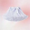 thumbnail image 4 of BRGZLK Girls Tutu Dress Fashion Solid Color Elastic Waist Half Skirt Mesh Skirt Stage Performance Layered Tulle Ruffle Skirt Princess Party Birthday Outfit White 0-2 Years, 4 of 5