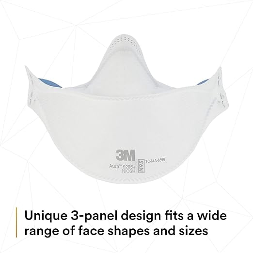 3M™ Aura 9205+ N95 NIOSH Protective Disposable Face Mask Particulate Respirator- 100 PACK
