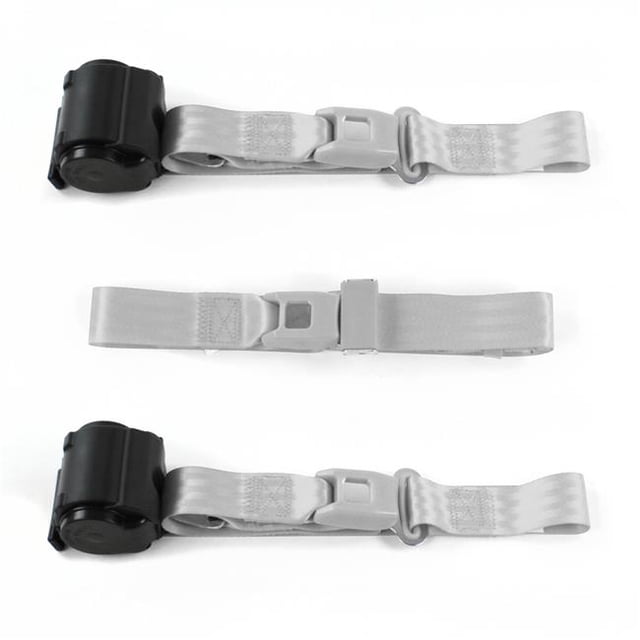 Jeep Wagoneer 1963-1991 Standard 2 Point Gray & Grey Retractable Bench Seat Belt Kit - 3 Belts