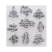 Christmas Greetings Silicone Clear Seal Stamp DIY Scrapbooking Embossing Photo