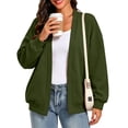 thumbnail image 6 of Hurxie Women Sweatshirt Cardigan Open Front Jacket Oversized Lightweight Loose Fit Pocket Casual Athleisure Outerwear Green,2XL, 6 of 7