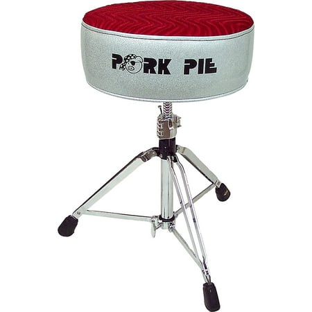 Pork Pie Round Drum Throne Silver Sparkle with Red Swirl