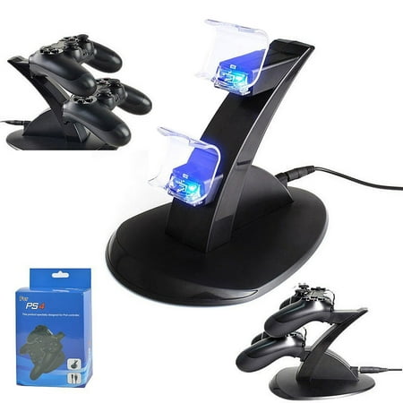 PlayStation PS4 Dual Controller LED Charger Dock Station USB Fast Charging (Best Ps4 Controller Charger)