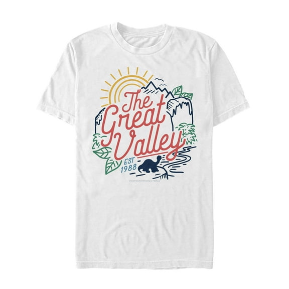 Men's The Land Before Time Colorful Great Valley Line  Graphic Tee White Medium