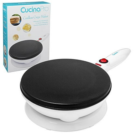 CucinaPro Cordless Crepe Maker with Recipe Guide - 1447, 100% Non-Stick
