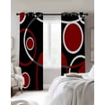 thumbnail image 4 of Black Red Blackout Curtains for Bedroom Living Room Darkening Curtains 84 Inch Length 2 Panels Set White Circle Geometric Abstract Texture Window Curtain Window Treatment Grommet Drapes 52"x84", 4 of 9