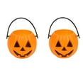 thumbnail image 2 of Moocorvic 2Pcs Halloween Treat Bags Halloween Bucket Round Pumpkin Bucket Halloween Toys for Kids, Indoor Halloween Decor Outdoor for Home Halloween Birthday Party Decorations, 2 of 3